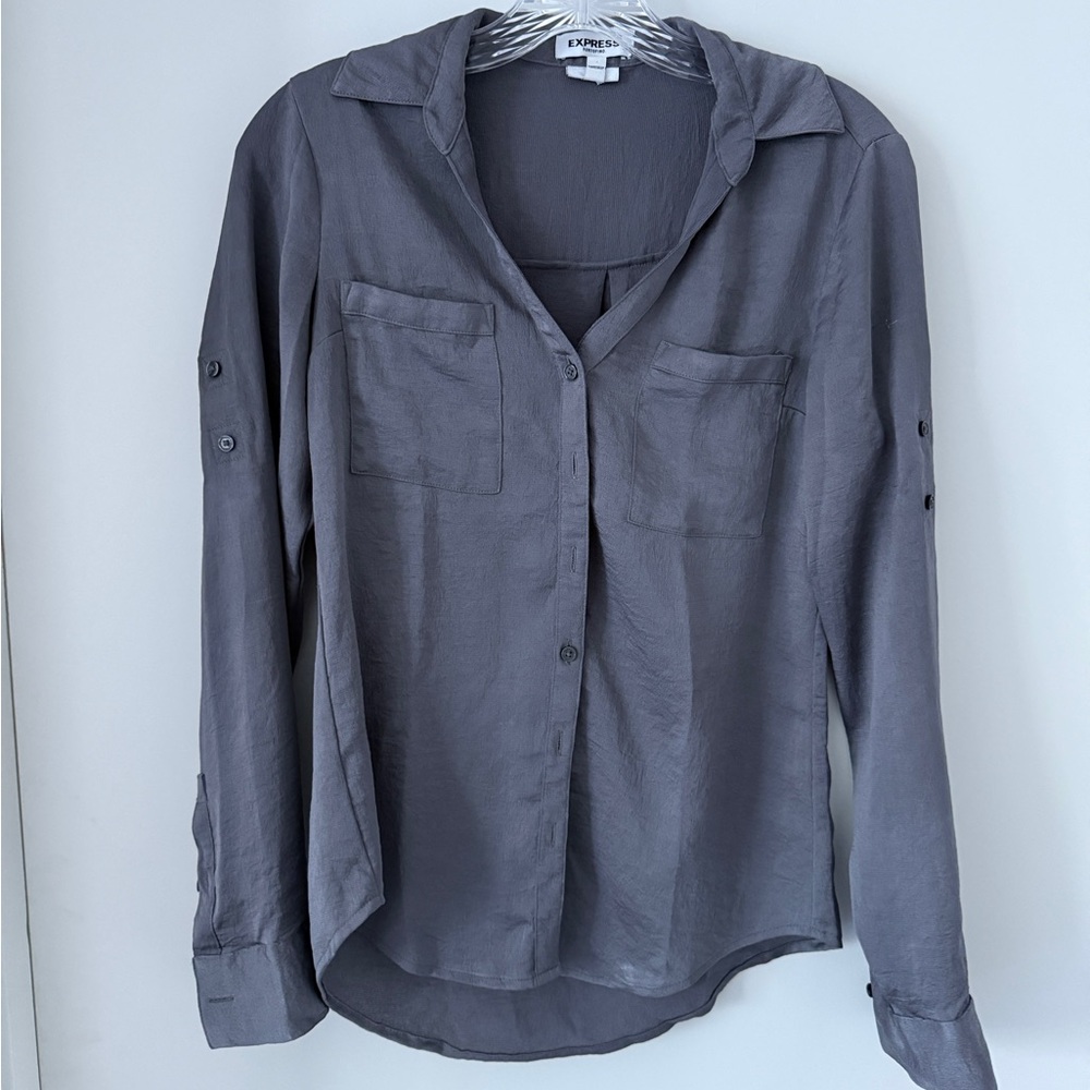 Express Women's Charcoal Button-Down Shirt